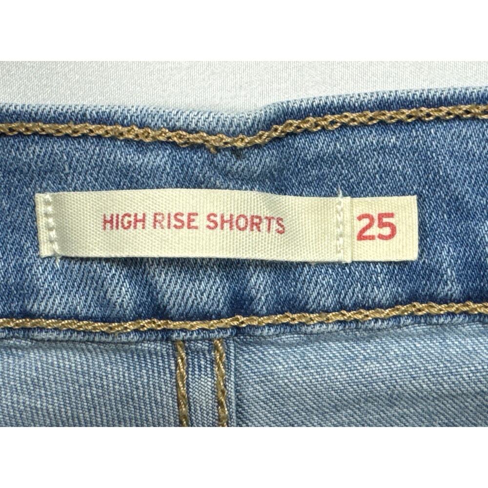 Levi's Women's High Rise Raw Hem Blue Denim Shorts - Size 25 (24x2.5) - Picture 4 of 7
